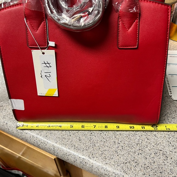 CXL Christian Lacroix Eiffel Red faux Leather Satchel W/Crossbody NWT - Picture 9 of 12